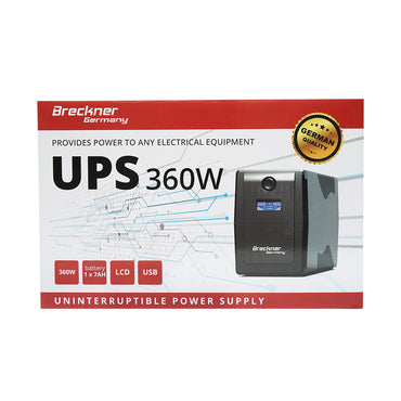 UPS 600VA/360W with 7Ah battery and 2 schuko sockets, LCD, USB, AVR Breckner Germany
