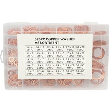 Copper washer set 580 pieces (diameter 4x8 --- diameter 30x36)