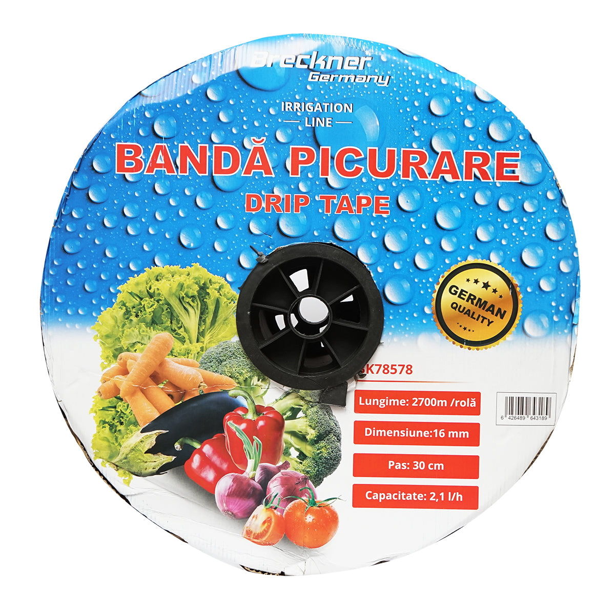 Drip irrigation tape, roll 2700M 2.1L/H, D16mm, spacing 30cm Breckner Germany