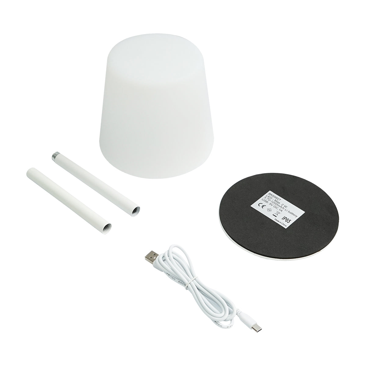 2W rechargeable outdoor LED desk lamp, 3.7V 1200mAh, USB 5V 1A, white Breckner Germany
