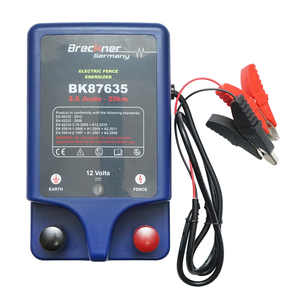 12V impulse generator max 2 Joules 20km with grounding for electric fence Breckner Germany