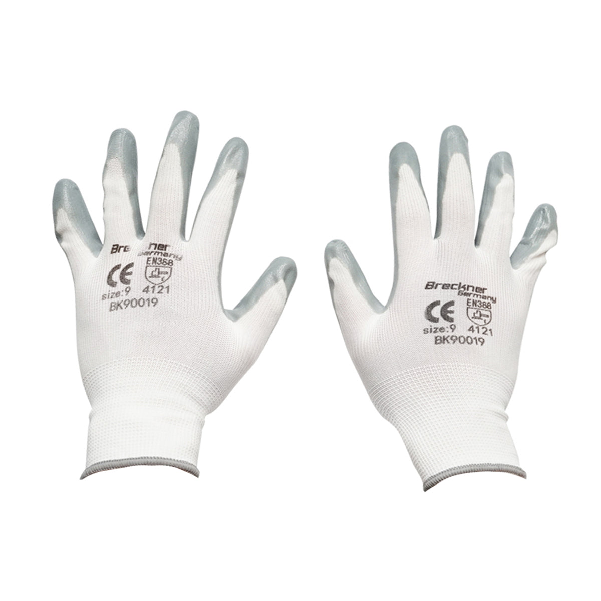 White-gray cotton work gloves size 9 Breckner Germany