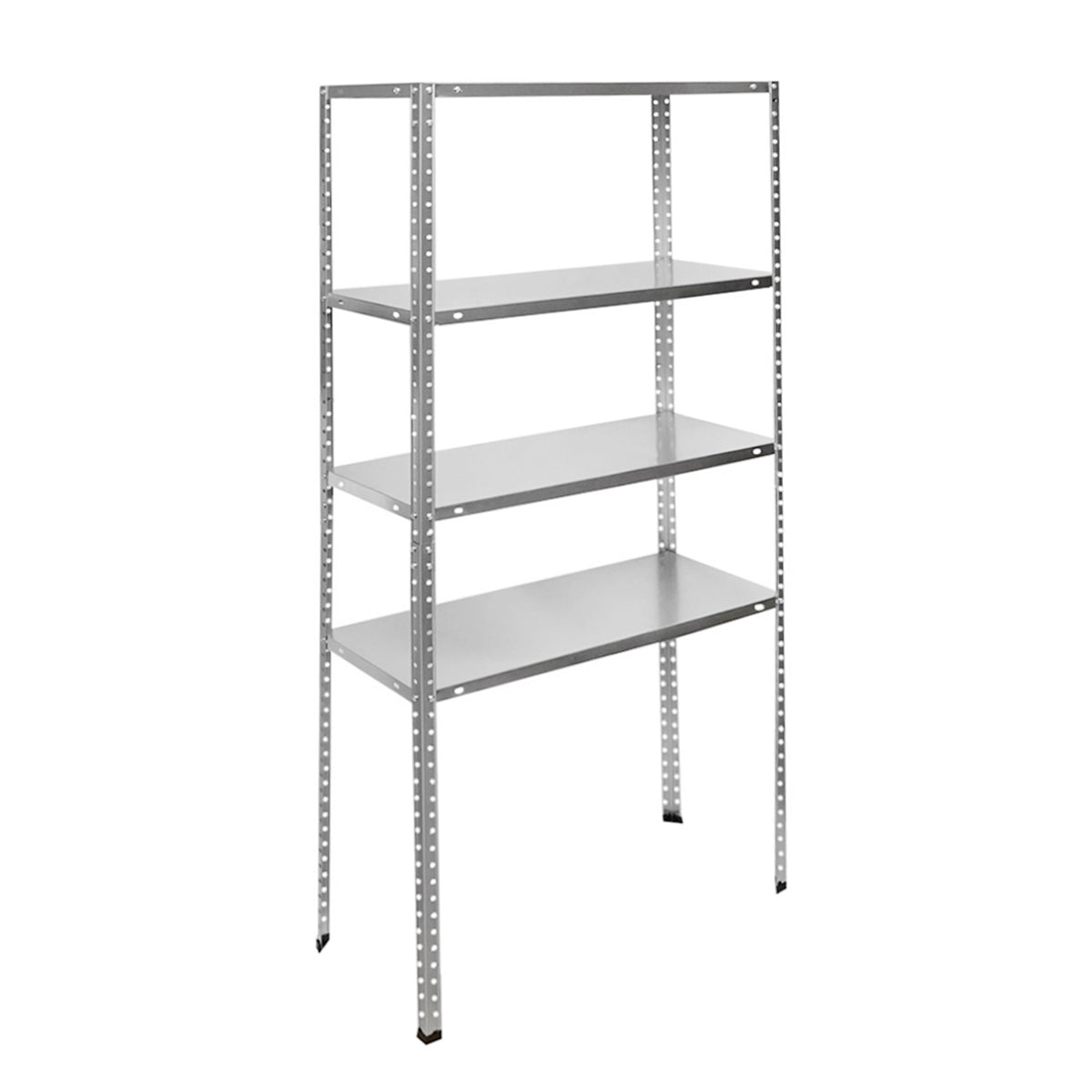 Metal shelf with 4 shelves, 147x75x30cm, 45kg/shelf, assembly with screws, galvanized