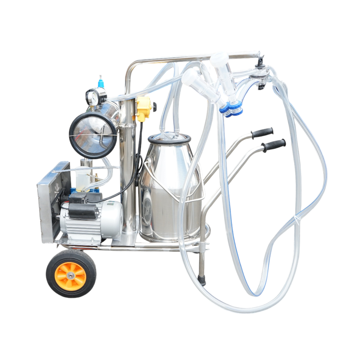 Sheep milking machine 1 post 750W, 220V stainless steel tank 25L, milking group with 2 teats, vacuum pressure 40-50 kPa, pulsations 60-80 cpm