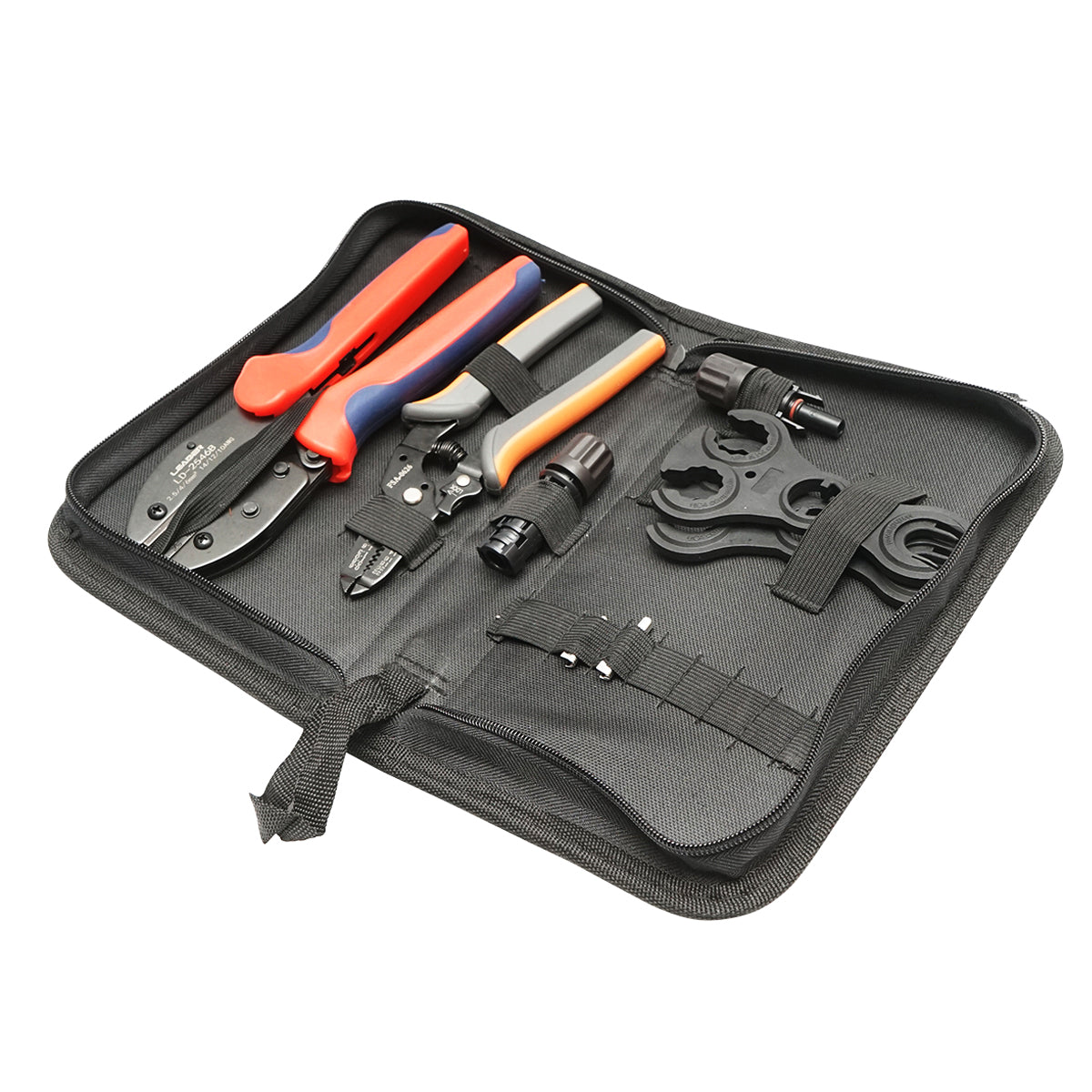 Set of 4 tools for crimping electric cables and MC4 connectors for photovoltaic panels