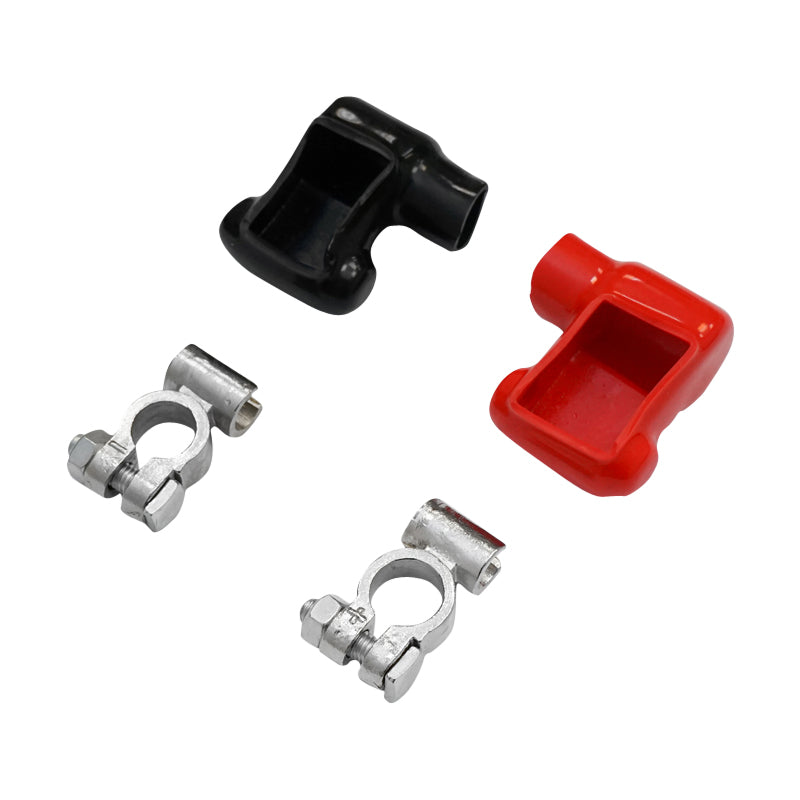Battery terminal set with HD++ clamp, red and black rubber protection, Breckner Germany