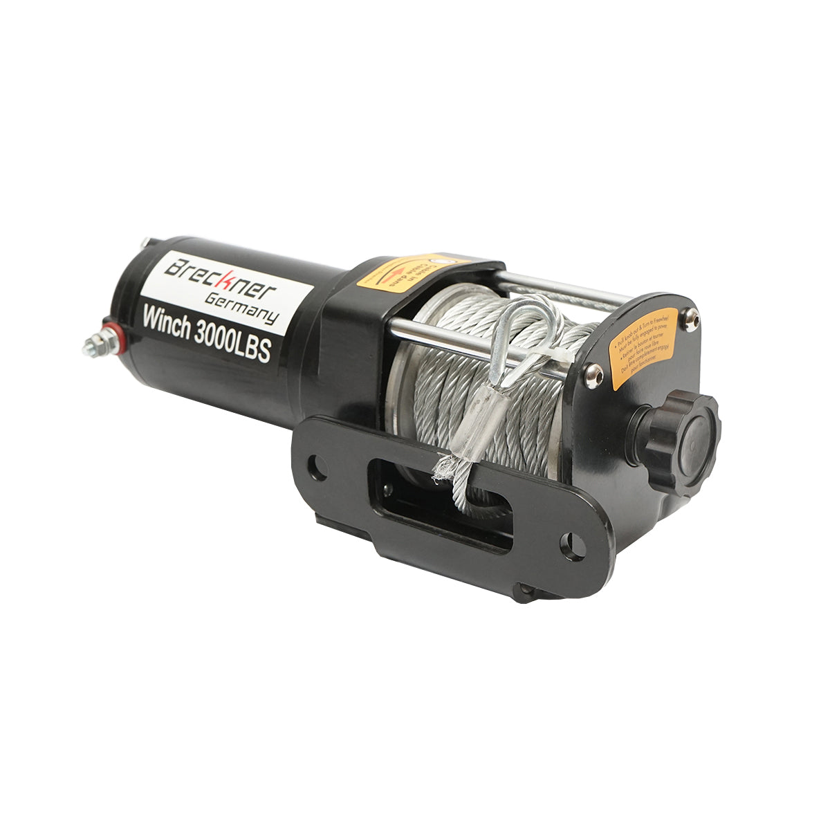 12V electric winch with remote control, 1.6T (3000lbs) steel cable 5x11m, 100A solenoid Breckner Germany