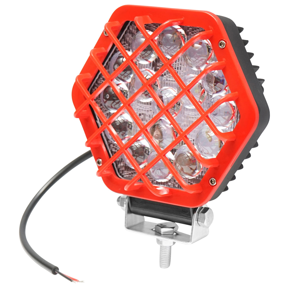 Hexagonal lamp plastic grid red 16 LEDs DC 10-60V 48W angle 30