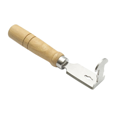 Bee knife with wooden handle for cleaning wax and propolis frames.