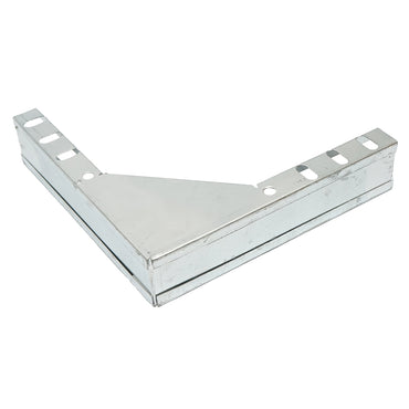 Vertical 90-degree drop bend made of galvanized steel for a 25x50mm gutter.