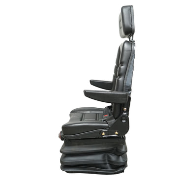 Universal seat with safety belt, headrest, and armrests for agricultural or industrial machinery