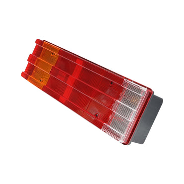 Left rear lamp with 7 functions and striped diffuser 480x113x90mm for DAF, MB ATEGO
