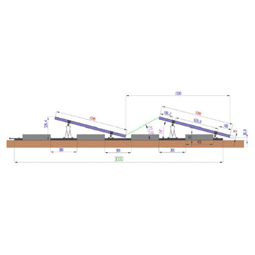 Complete mounting system, terrace structure for 10 solar photovoltaic panels at an angle of 10 degrees Breckner Germany