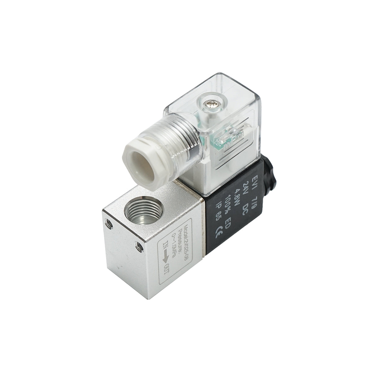 Pneumatic solenoid valve 4.8W DC24V, 1 circuit 1/4 IP65