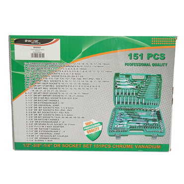 Hexagonal socket wrench set, long socket wrenches, ratchet ring wrenches, bits, hex keys 151 pieces Breckner Germany