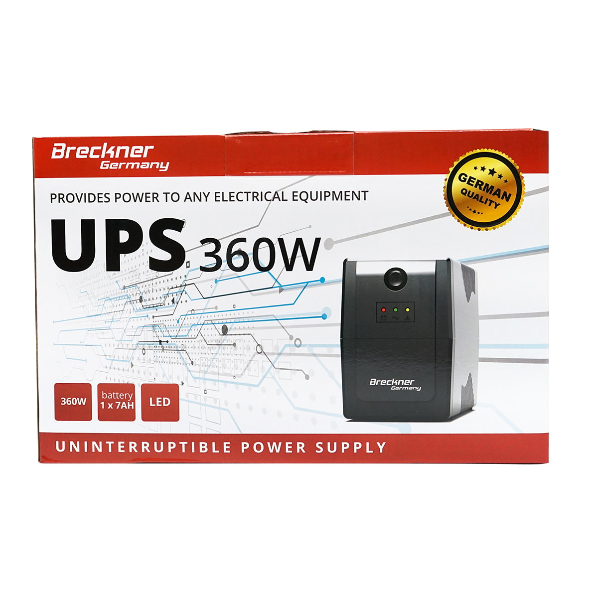 UPS 600VA/360W with 7Ah battery and 2 schuko sockets AVR Breckner Germany