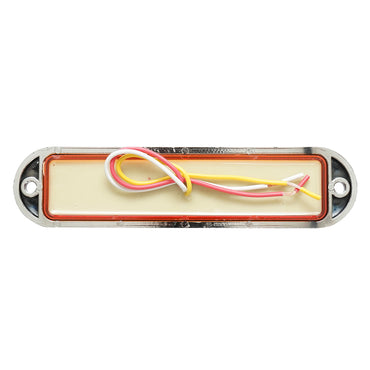 LED side marker lamp 12-24V, yellow 4 functions 155x37mm, chrome frame Breckner Germany