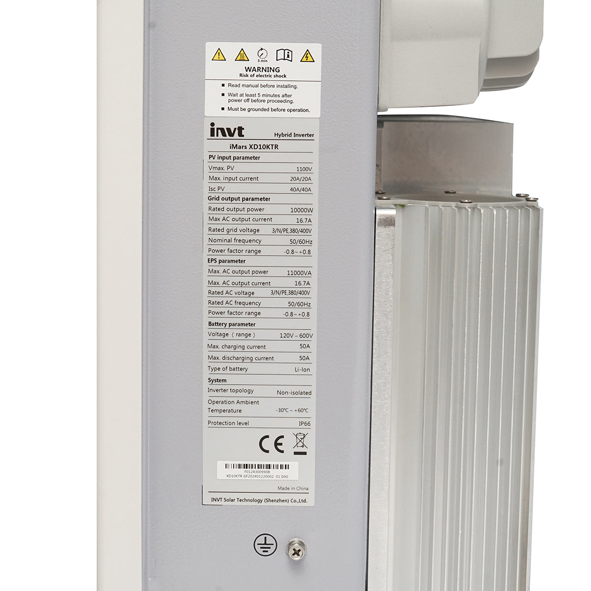 Hybrid inverter 10KW INVT XD10KTR three-phase 380V for photovoltaic system 2xMPPT, wi-fi logger and smart meter included ON/OFF-GRID