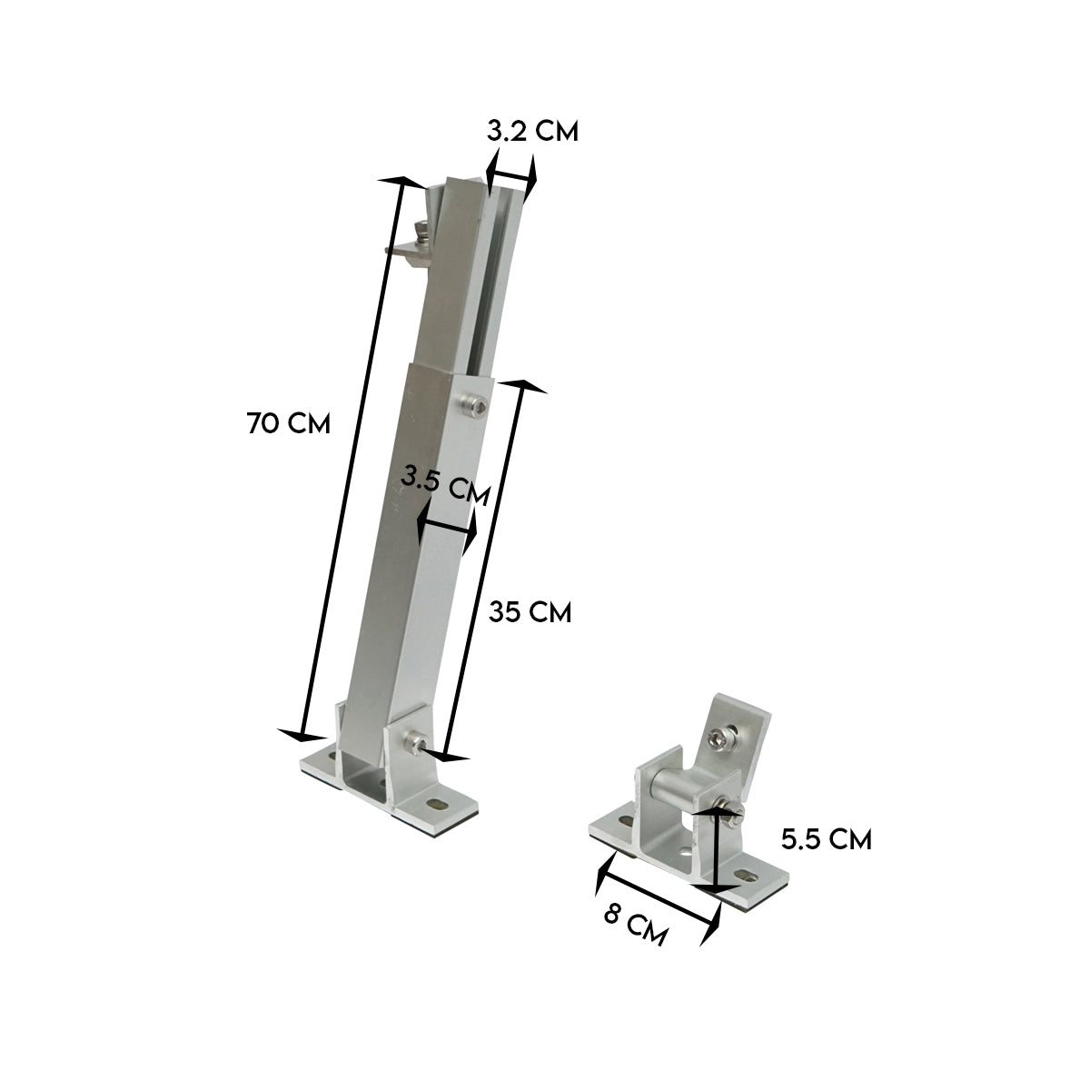 Set of legs, mounting system for solar panels with adjustable angle 15-35 degrees, system A 20mm