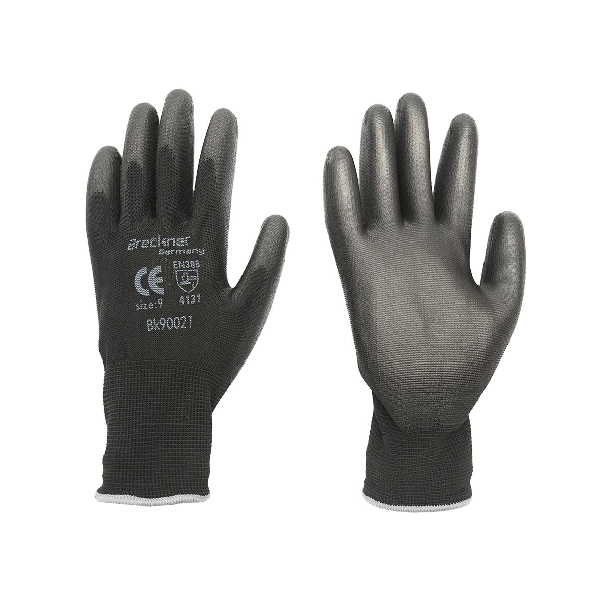 Synthetic work gloves, rubberized black, size 9, Breckner Germany