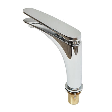 Bathroom sink battery, sink installation, shiny chrome