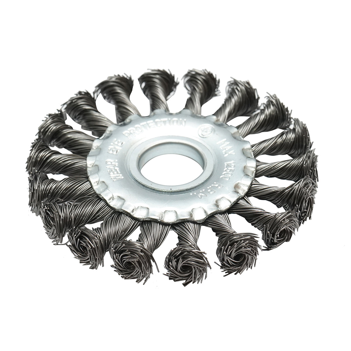 Circular wire brush 100mm with twisted steel wire 0.5mm, inner diameter 22.23mm for deburring iron, brass, removing paint, metal deposits Crownman