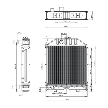 Water cooling radiator for Fiat 55-90 OEM code 4997175, 5132826, 5139028, 5153483, 5159617, 150-39 Breckner Germany