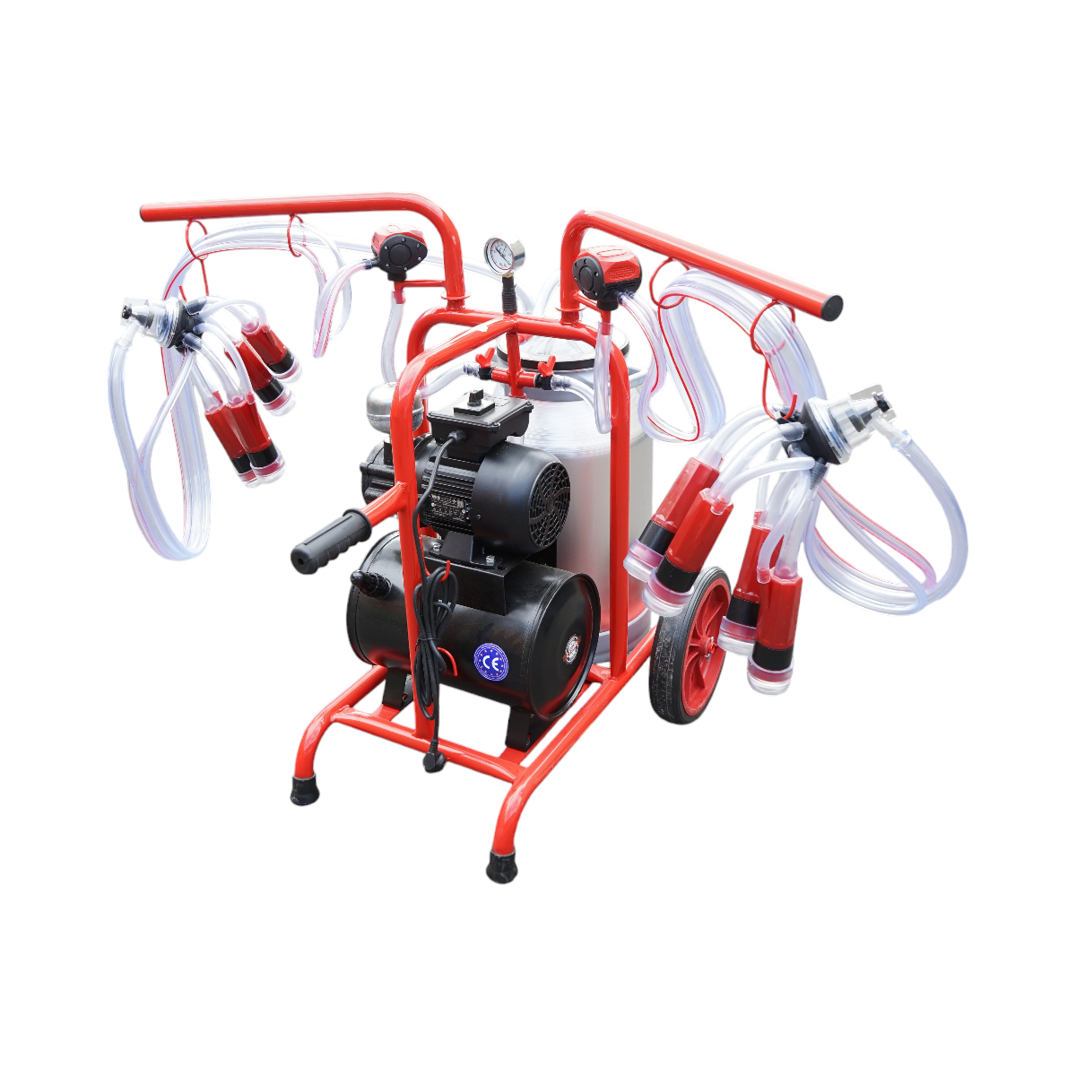 Milk-pumping machine for cows with 2 positions, aluminum tank 40L, vacuum reservoir and dry pump Breckner Germany