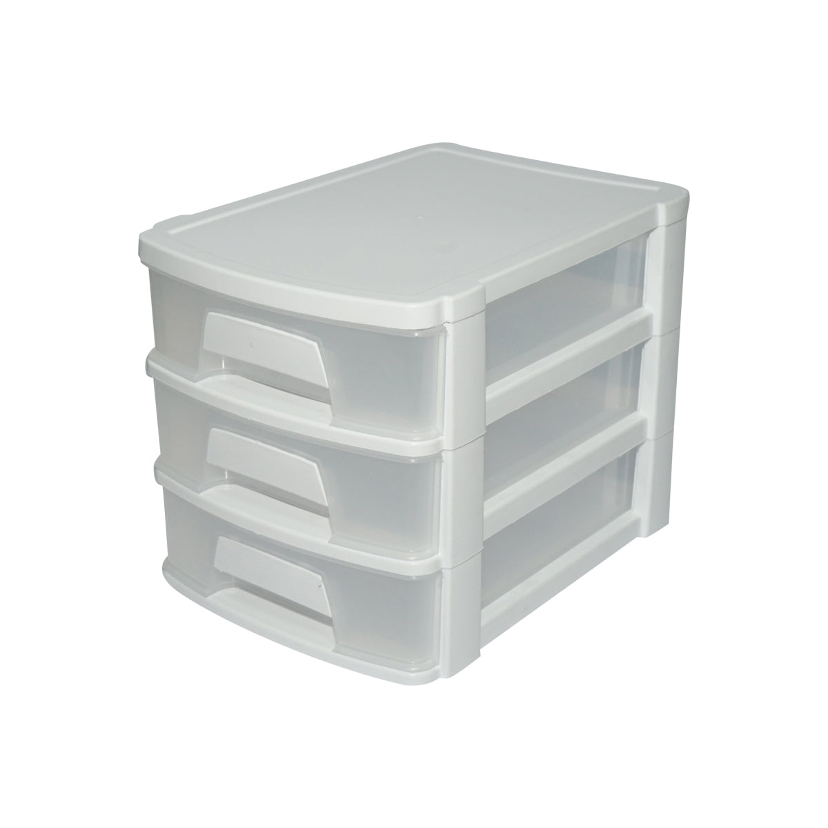 White plastic storage box with 3 drawers 270x192xH198mm