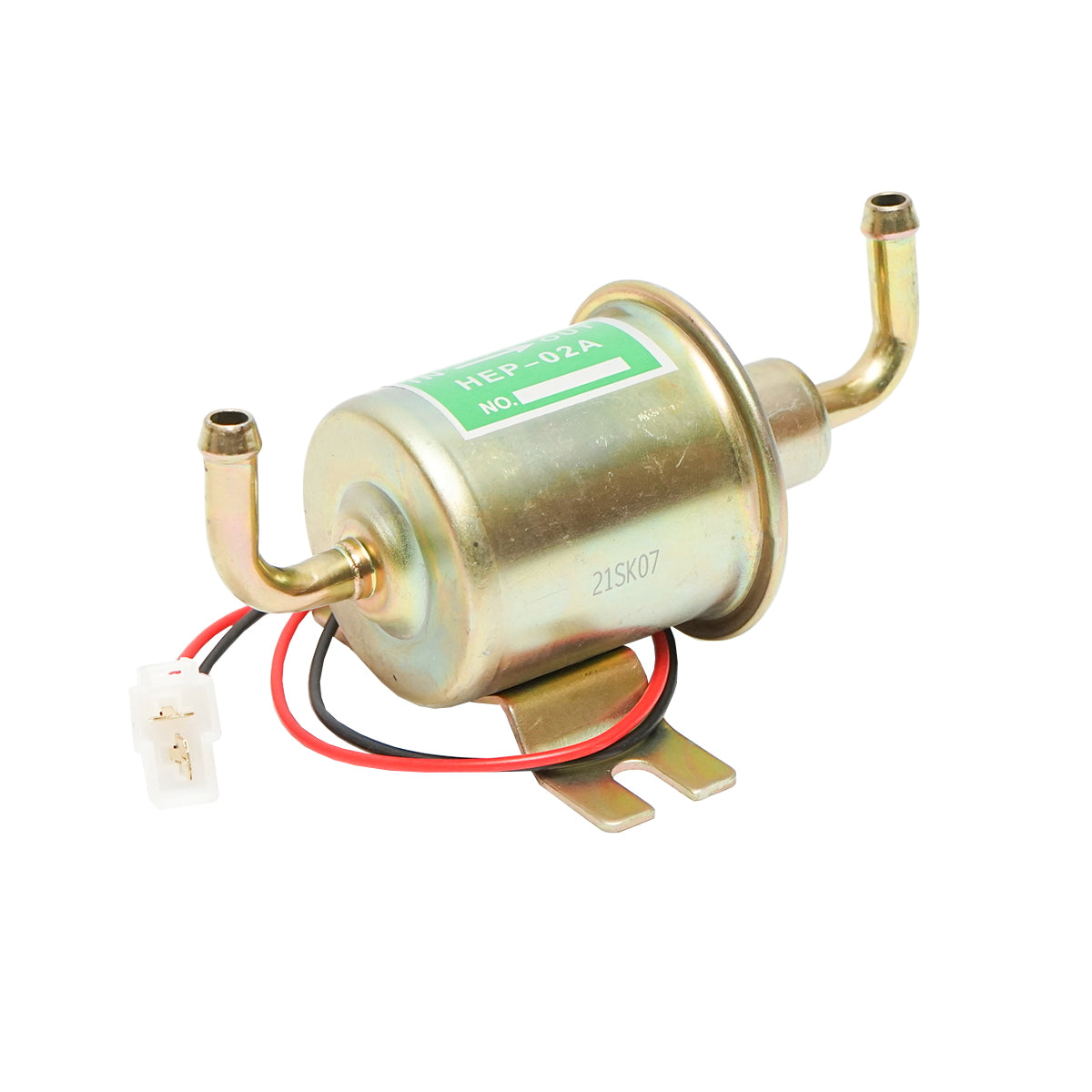 Universal electric fuel pump 12V 90 degree elbow, L=130mm, fi 8mm for diesel/gasoline OEM YK-3065, HEP-02A