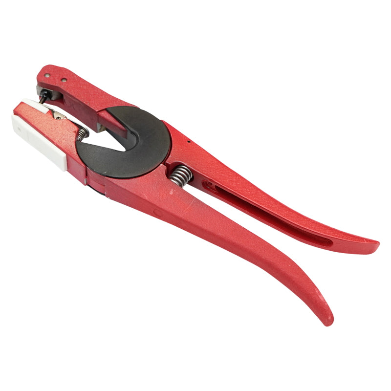 Pliers for applying eyelets compatible with most types of eyelets on the market and a spare pin set.