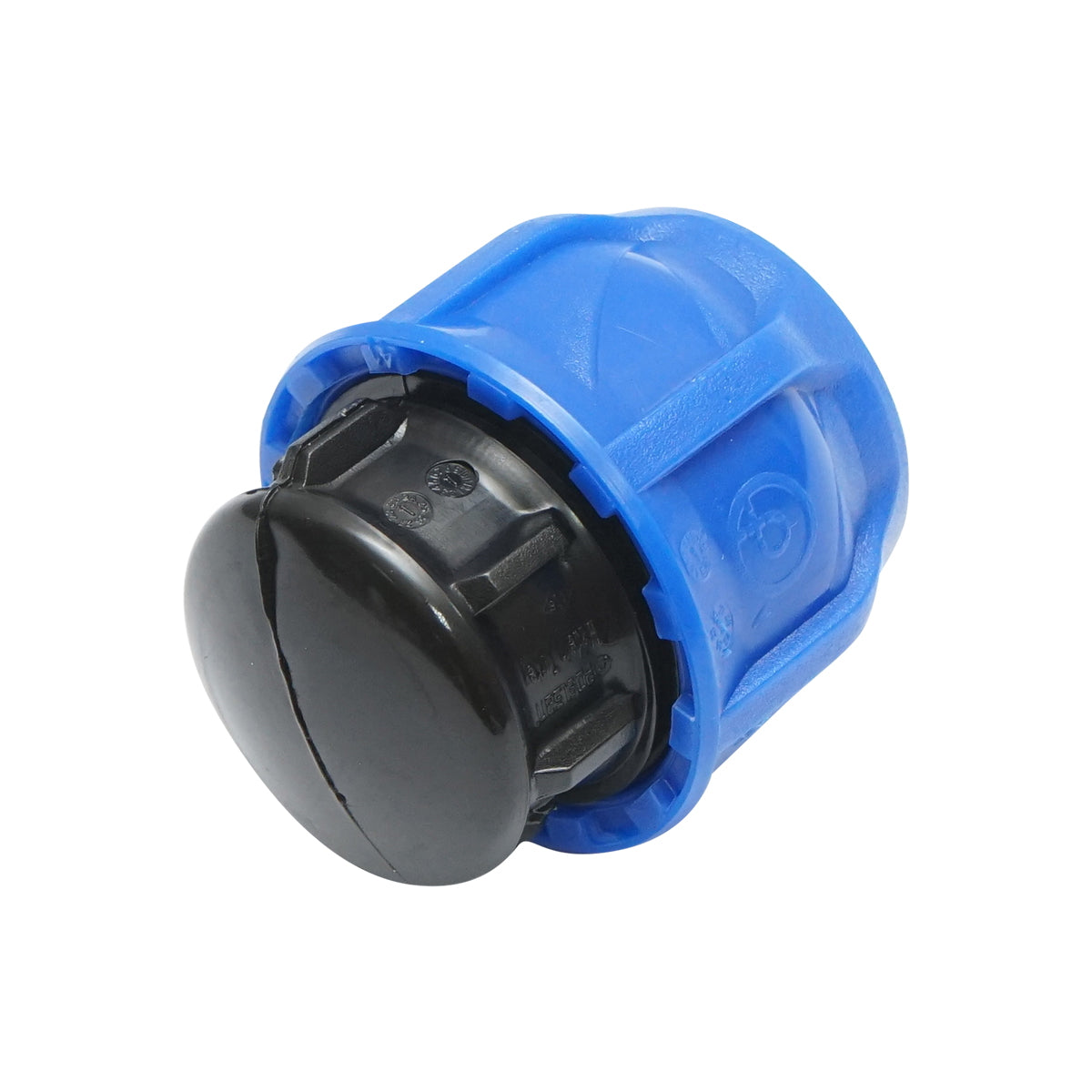 Cap with D25mm max 16bar compression for PEHD irrigation systems