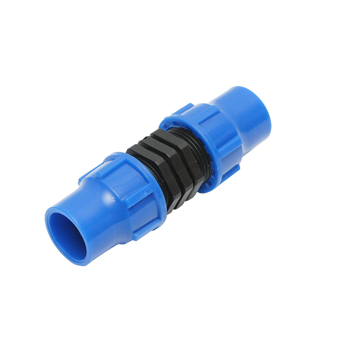 Equal D20x20mm drip tubing connector for irrigation systems.