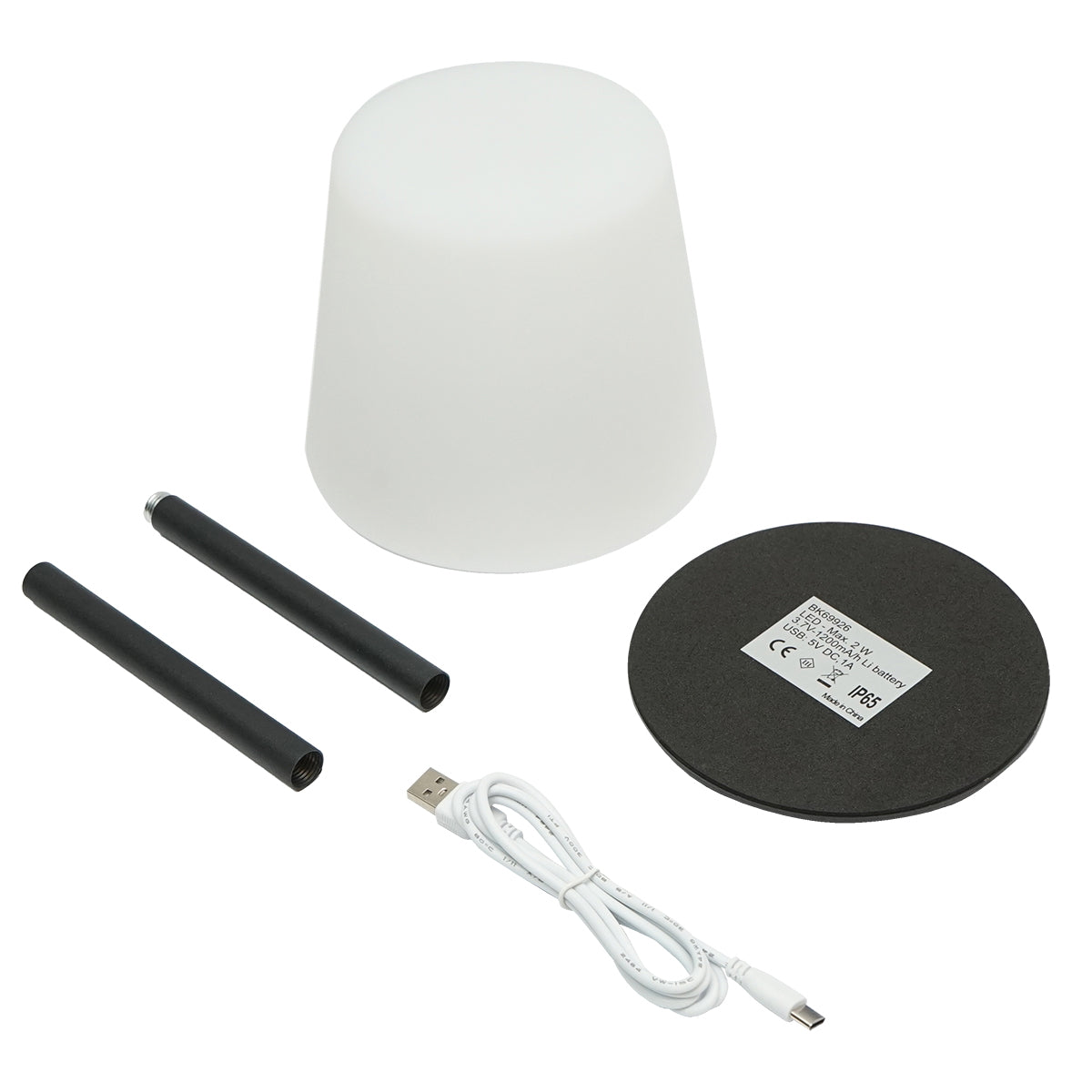 Outdoor LED table lamp 2W rechargeable, 3.7V 1200mAh, USB 5V 1A, black Breckner Germany