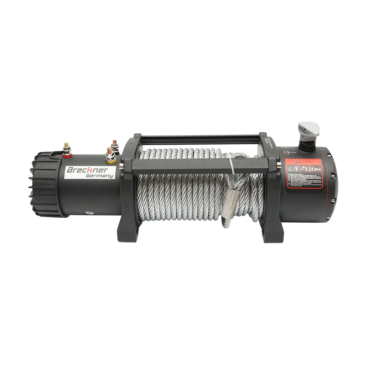 12V electric winch with remote control, 6.5 hp, 6.1T (13500lbs) steel cable 9x24m solenoid 400A Breckner Germany