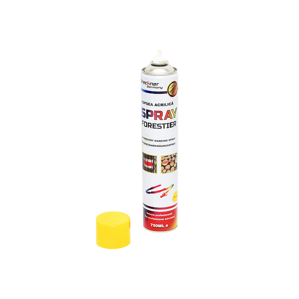 Yellow forest marking spray paint 750ml Breckner Germany