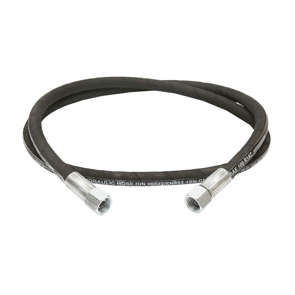 Pressure hose 2SN DN10 certified with hydraulically fixed ends L= 1800mm (Reduction M20X20)