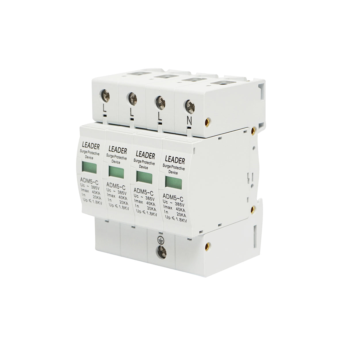 Surge arrester with signaling for photovoltaic systems LA-SPD-4P-40kA-385V Leader