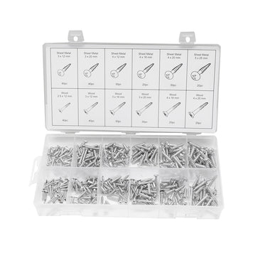 Wood and metal screw driver kit with cross head, 360 pieces