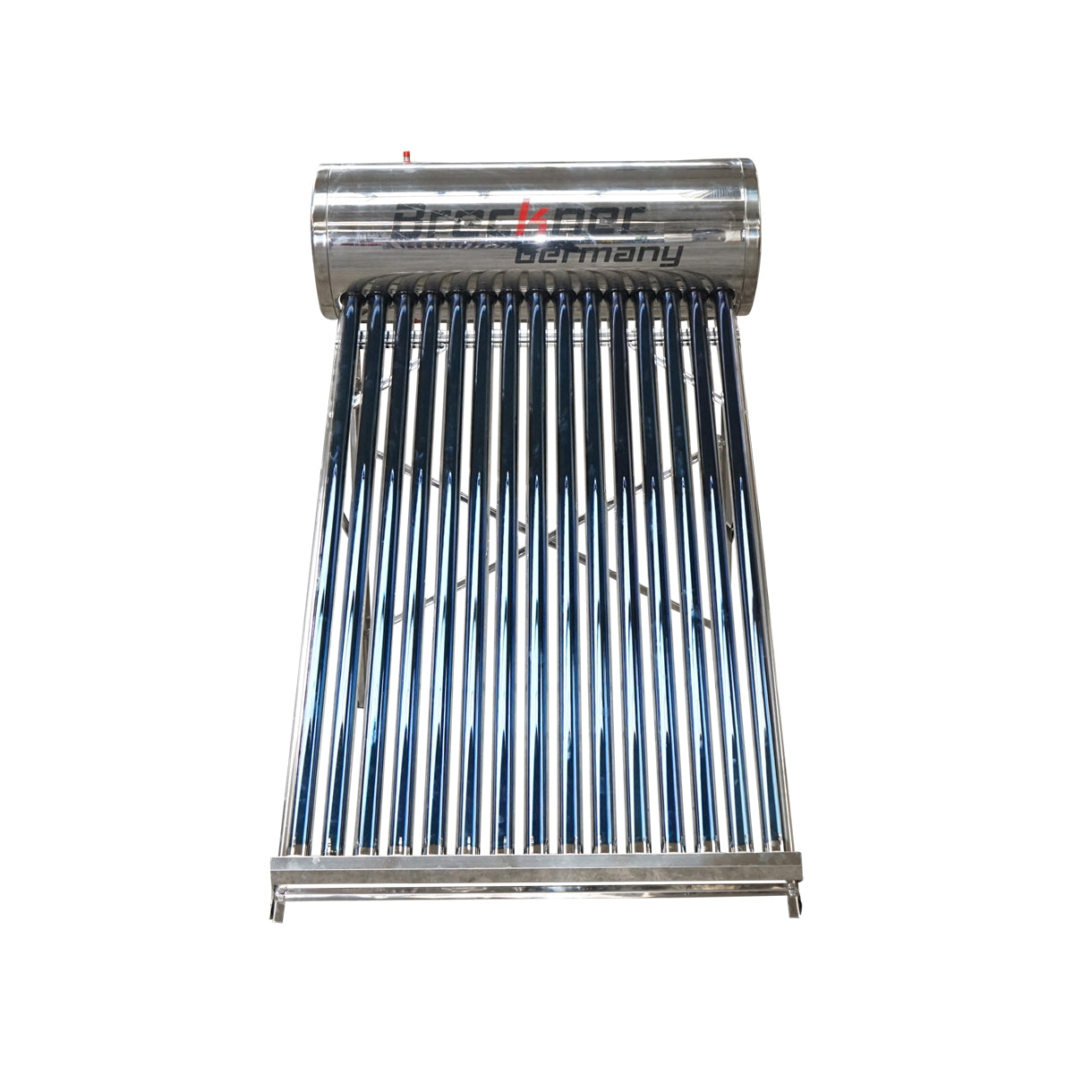 Unpressurized stainless steel solar panel with 15 tubes for hot water, 150L boiler, 1450x490x490mm Breckner Germany