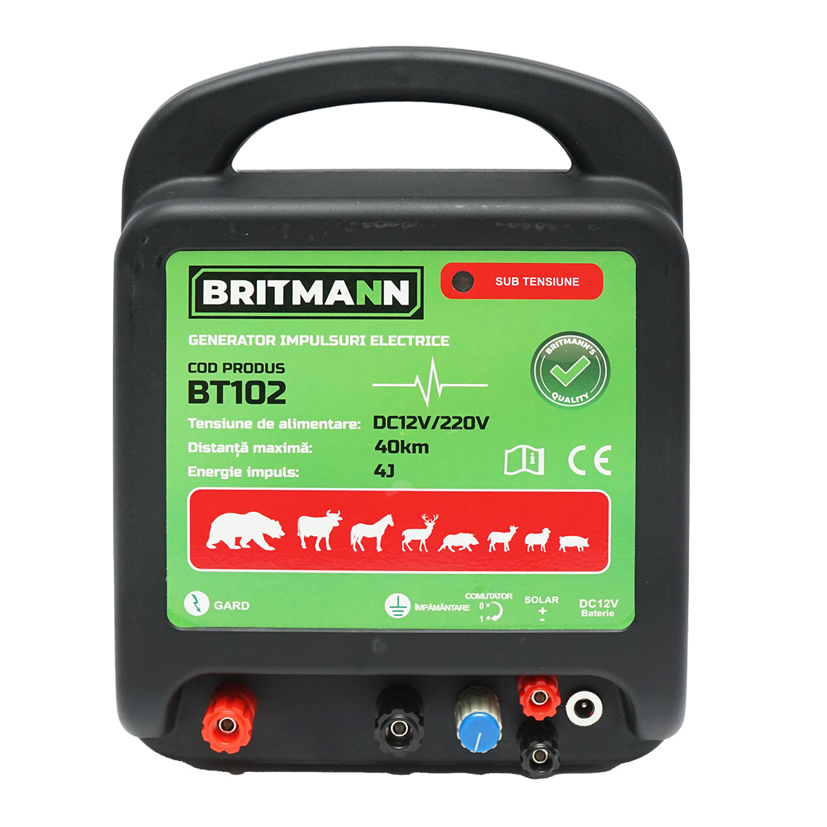 DC pulse generator device 12/220V, 4 Joules 40km for electric fence BRITMANN