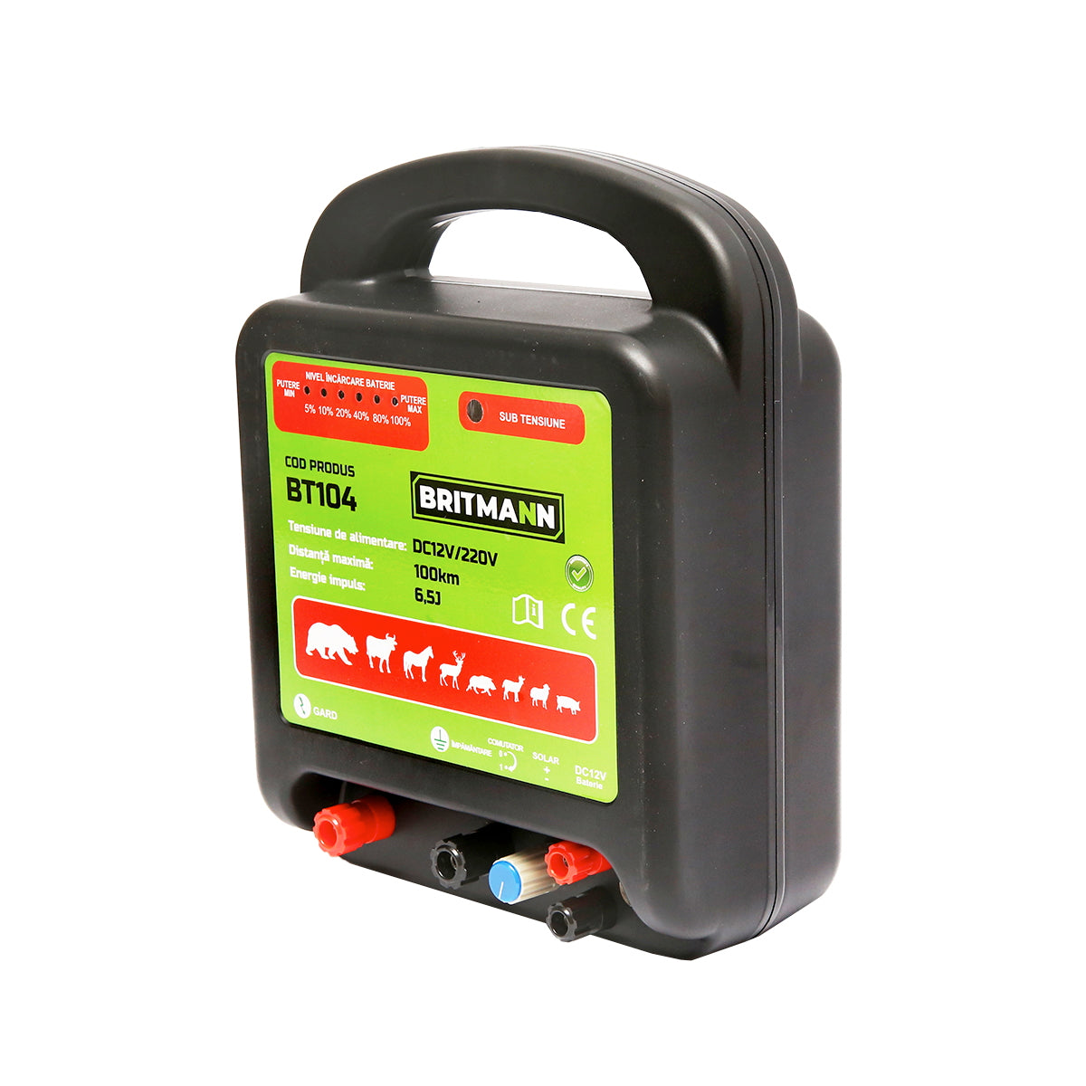 DC impulse generator 12/220V, 6.5 Joules 100km for electric fence BRITMANN