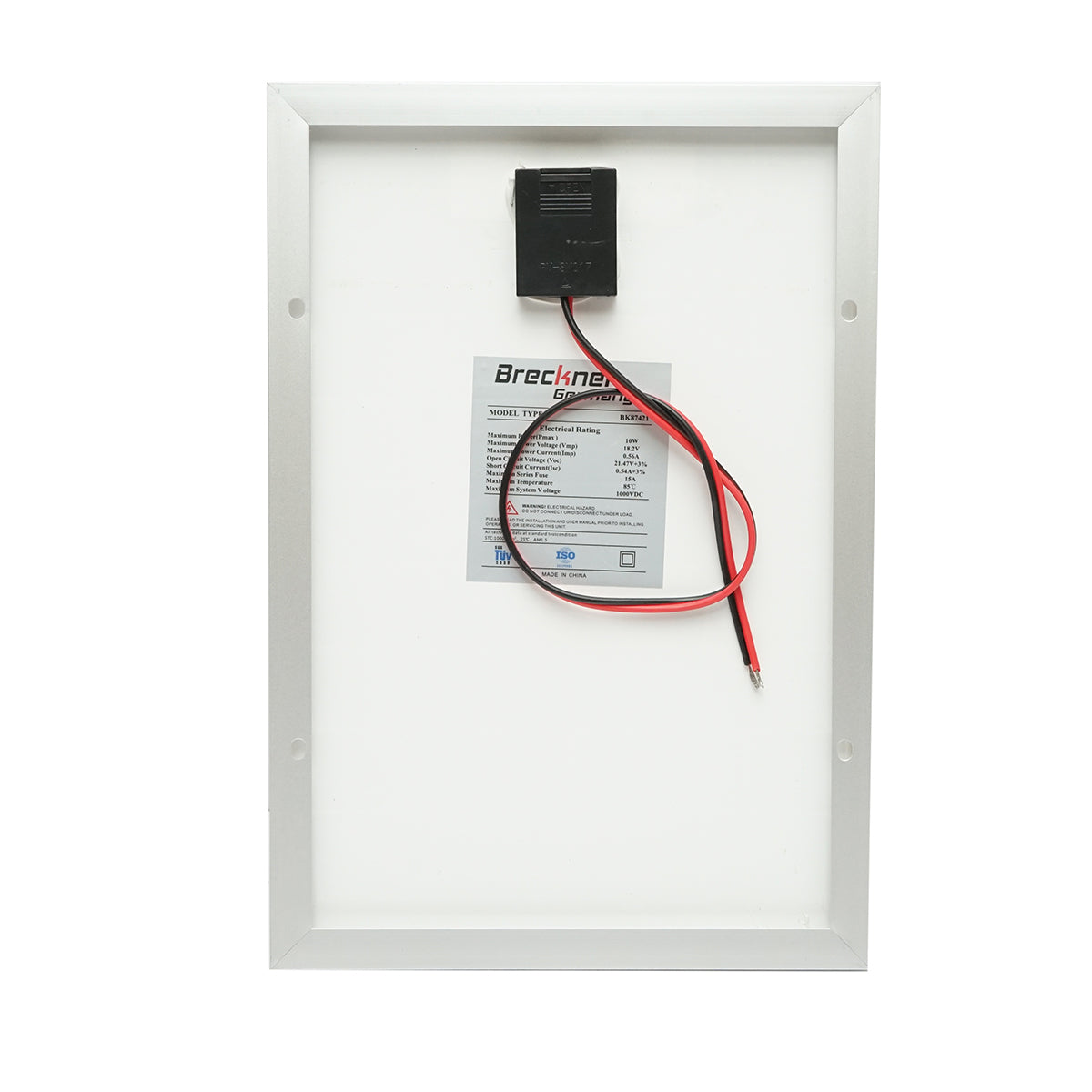 10W polycrystalline photovoltaic solar panel with connecting cable and maximum voltage 18V 350x240x17mm Breckner Germany
