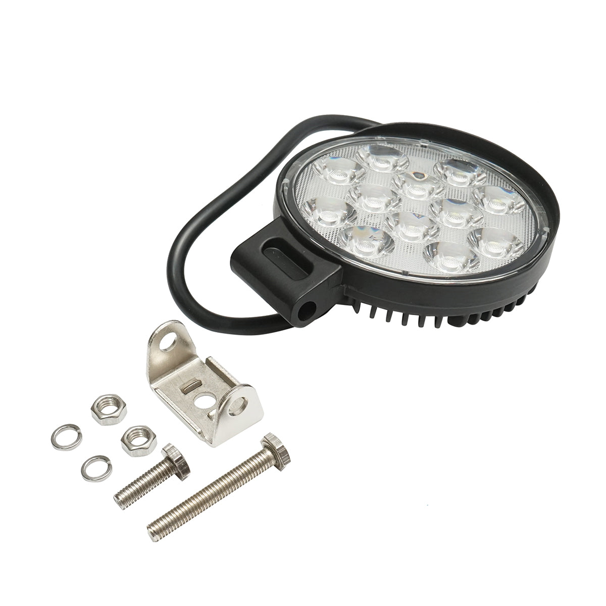 Round LED spotlight projector 12-60V, 36W, aluminum housing 110x110x40mm