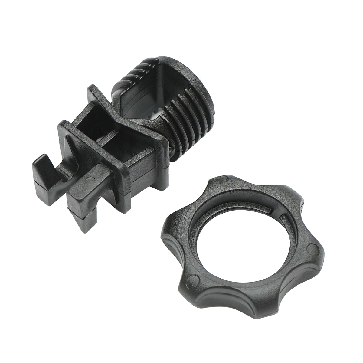 Black screw-type isolator for metal post electric fence Breckner Germany