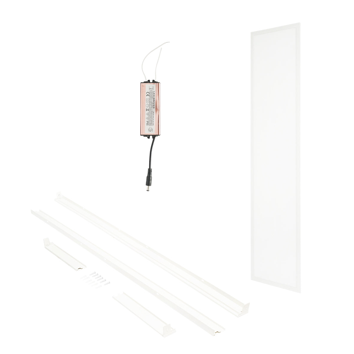 Slim LED panel 40W, 220V, IP20, 6500K, 1200x300mm with applied mounting frame Breckner Germany