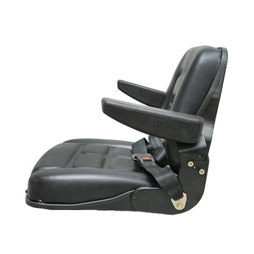 Universal chair with seat belt and armrests for agricultural or industrial machines, forklift