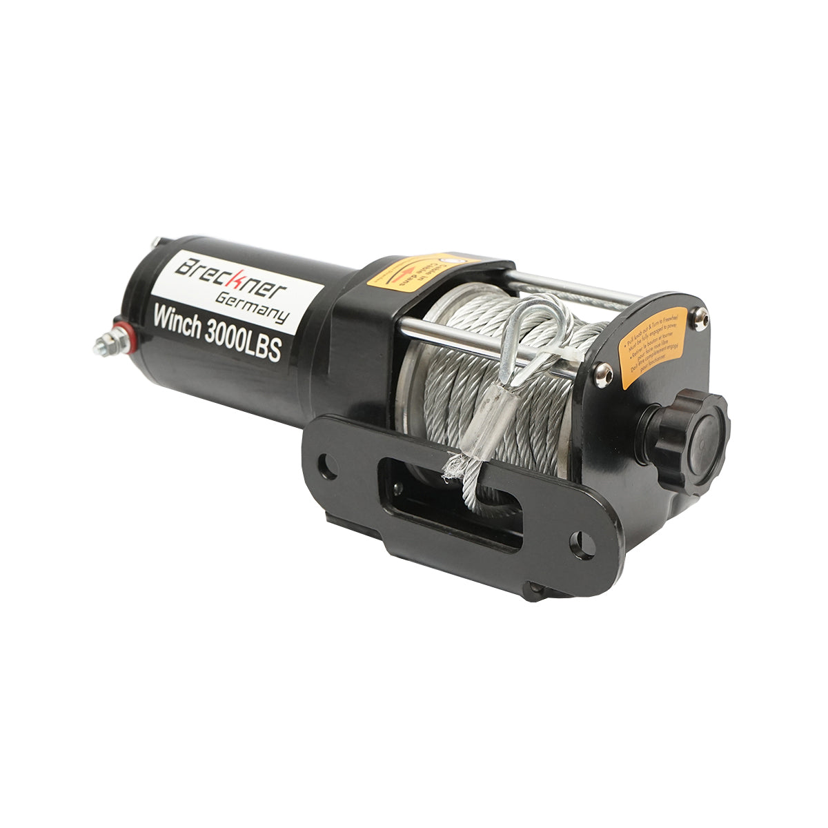 12V electric winch with remote control, 1.6T (3000lbs) steel cable 5x11m, 100A solenoid Breckner Germany