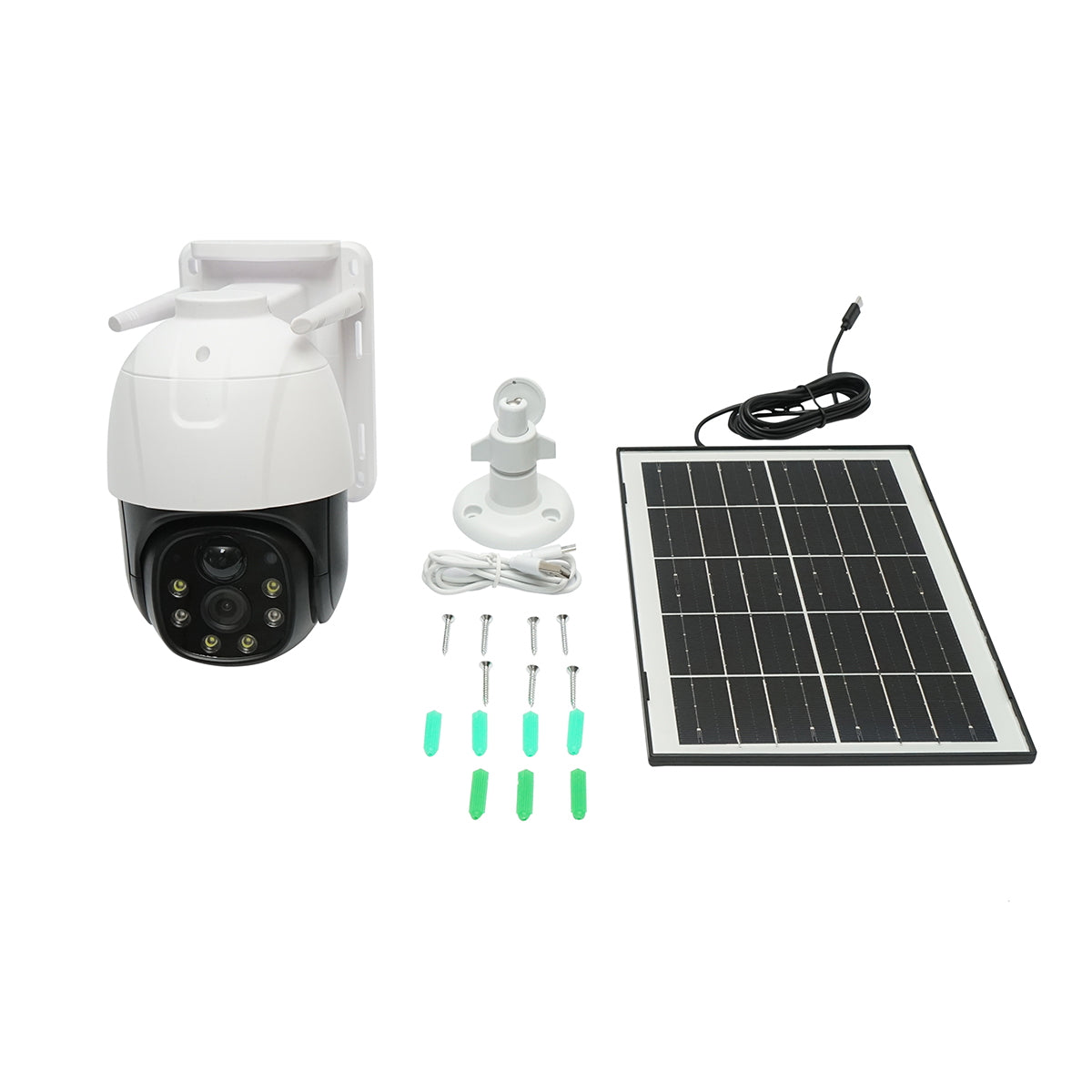 3MP surveillance camera, 4G WIFI rotating with 7.5W solar panel, PTZ, 1080P, motion sensor, night vision, V380 Pro app