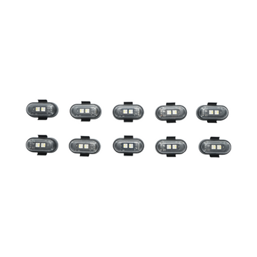 Set of 10 RGB strobe LED lights with remote control, 10 modes, 8 colors, 110mAh lithium battery rechargeable via USB-C, IP65